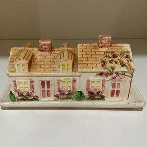 Vintage Our Town ceramic butter dish